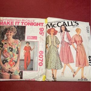 McCalls Women’s 70s Sewing Pattern Lot of 2 Vintage